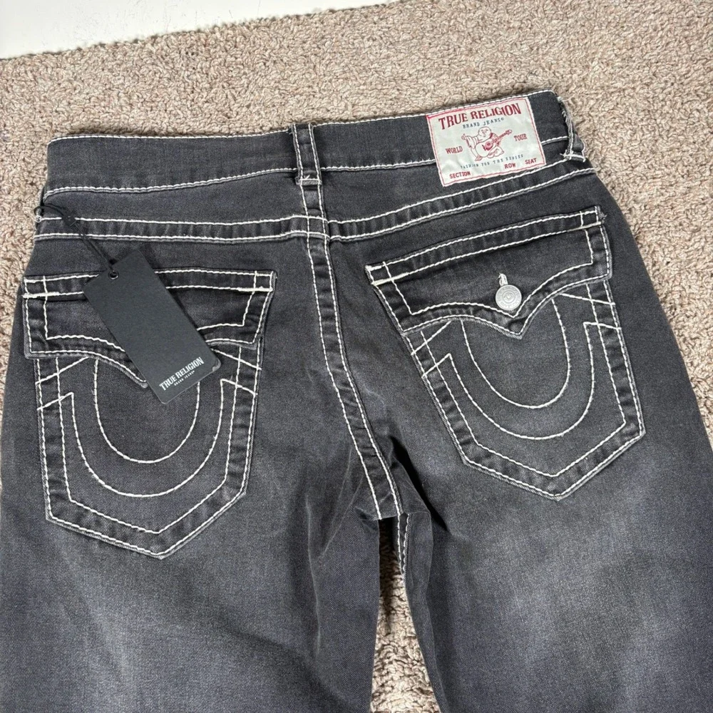 True Religion Ricky Relaxed Straight Big T Flap Jeans Grey Smoky Mist 32 NEW